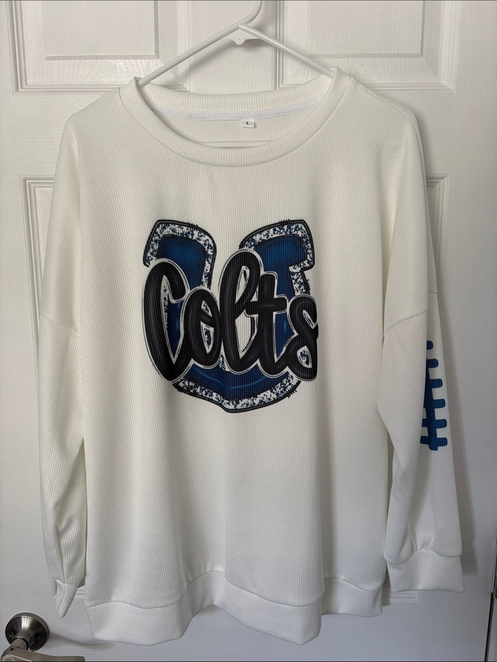 Colts Graphic White Crewneck Sweater